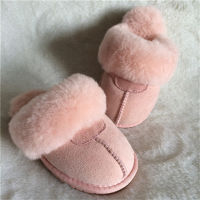 Boys Girls 2021 Natural Sheepskin Fur Slippers Child Winter Slippers Childern Warm Indoor Slippers Soft Wool Home Slippers