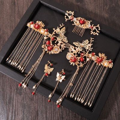 Women Hair Combs Traditional Chinese Wedding Hair Accessories Headband Stick Headdress Head Jewelry Bridal Headpiece Pin