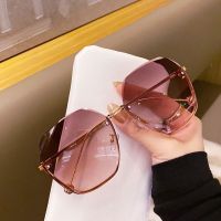 2021 Fashion Gradient Sunglasses Rimless Sun Glasses Ldies Cut Trimmed Lens Metal Frame Irregular Eyeglasses