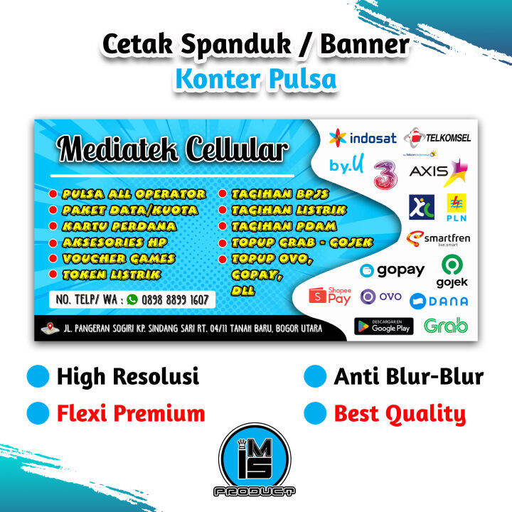 Cetak Spanduk Banner Konter Pulsa Banyak Pilihan Warna Background ...