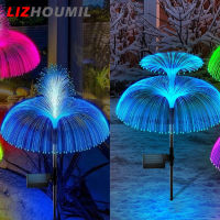 LIZHOUMIL ไฟแมงกะพรุนแสงอาทิตย์,ไฟสวนกลางแจ้งป้องกันน้ำ7เปลี่ยนสีได้ Led โคมไฟใยแก้วนำแสงสำหรับสนามหญ้าลานบ้าน