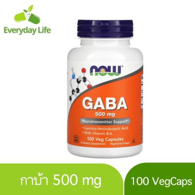 [Exp2025] กาบา Now Foods GABA with Vitamin B-6 500 mg 100  Veg Capsules