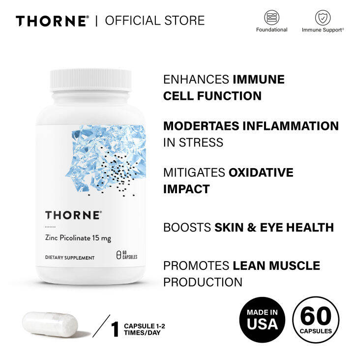 Thorne Zinc Picolinate 15 mg 60 Capsules | Lazada