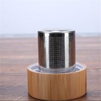 300ml 400ml Travel Glass Water Bottle with Stainless Steel Tea Infuser Filter Double Wall Glass Sport Water Tumbler Bamboo Lid