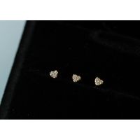 Custom Earbone Nail Pure 9k Gold Super Mini Three Diamond Lovely Love Screw Back Stud Earrings Earnail