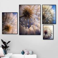 สีชมพู Dandelion ดอกไม้โปสเตอร์และภาพพิมพ์-สไตล์สแกนดิเนเวีย Wall Art ผ้าใบภาพวาดนามธรรมสำหรับห้องนั่งเล่นตกแต่งบ้าน