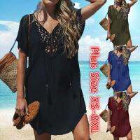 【TAKU Swimsuit】ใหม่2022ชุดว่ายน้ำสตรีแขนสั้น Tops Trim ชุดว่ายน้ำ Beach Wear Swim Wear Cover Up Dress Tops ฤดูร้อนว่ายน้ำ Smock T เสื้อ