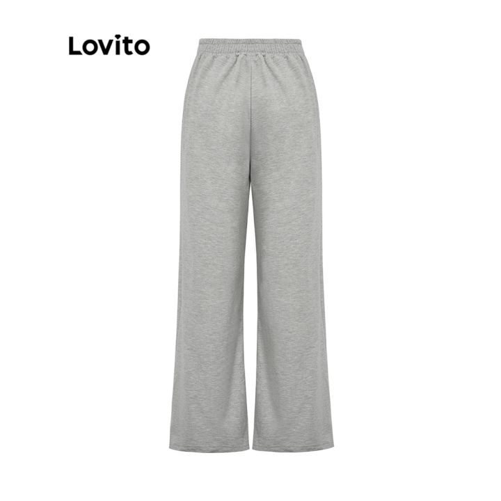 lovito-กางเกงขายาว-ขากว้าง-เอวยางยืด-สีพื้น-สไตล์ลำลอง-l21lt047-สีเทา