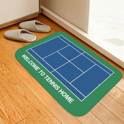 （A SHACK） New Tennis Court PrintedWater-Absorbing Anti-Skid Mat Home Rug Bathroom Mat Balcony Mat DoormatMat Floor Mat
