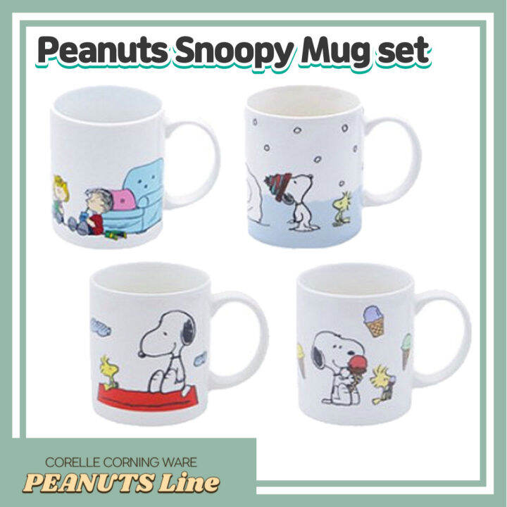 Corning Wear Snoopy Heat Resistant Ceramic Mug 4P Set/Snoopy Mug/Snoopy