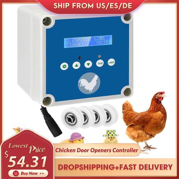 Automatic Chicken Coop Door Openers Controller LCD Screen Timer Light
