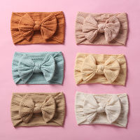 33PClot Cable Knit Ribbed Bows Nylon Headband,Baby Nylon Hair Bands,Knotted Hair Bow Head Wraps,Children Girls Hair Accessories