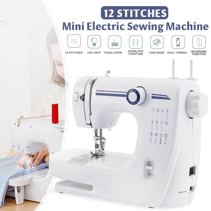 12 Stitches Electric Sewing Machine Household Adjustable Desktop LED