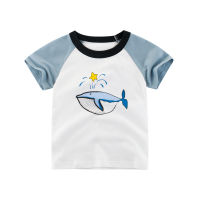 【Cw】Boys Cartoon Shark Print T-shirts Kids Clothes T Shirt for Boy Children Summer Short Sle. Cotton Tops Clothing Dropshiping