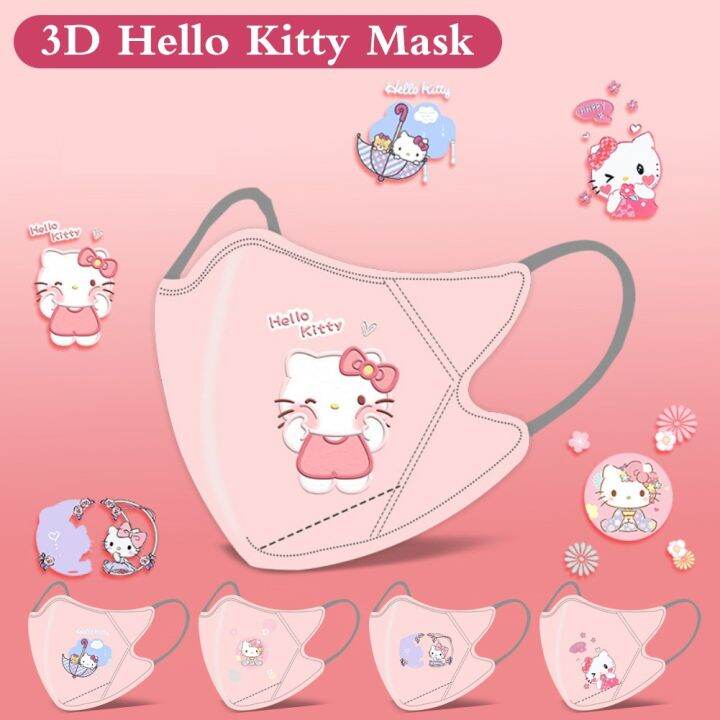 50Pcs Cartoon Pink Hello Kitty Printing Adult/Children 3D duckbill
