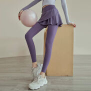 F.DYRAA Quần Tập Yoga Thể Dục Kèm Váy Quần Legging Thể Thao Giả 2 Mảnh Cho