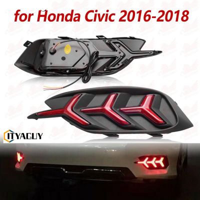 ไฟ Lampu Jalan กลางวัน LED/DRL LED ตัดหมอกไฟกันชนหลัง1คู่สำหรับ Honda Civic 2016-2018