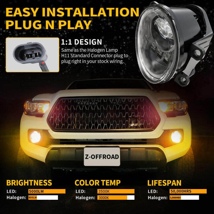 z-offroad-yellow-led-fog-lights-assembly-with-clear-lens-for-tacoma-2016-2022-4runner-tundra-2014-2019-camry-2007-2014-amber-golden-yellow-bumper-driving-lamps-replacement-yellow-fog-lights-w-clear-le