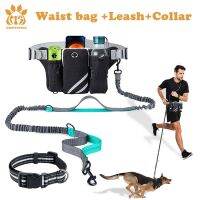 Hands Free Dog Leash with Multifunction Waist Bag Dog Rope For Walking and Running Nylon Reflective Traction Dog Leash Belt Bag