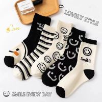 5 Pairs Women Socks Cotton Cute Cartoon Skateboard Socks Harajuku Autumn Winter Kitten Cat Banana Socks Smile Cool Ankle Socks Socks