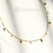 Dây chuyền nữ bạc 925 Eleanor Accessories vòng cổ đính đá màu xanh phụ