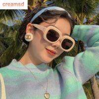 CREAMSD แว่นกันแดดทรงกลมป้องกันรังสียูวีสำหรับผู้หญิงเลนส์สีชาดำกรอบทรงรีแว่นกันแดดสไตล์เกาหลี