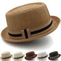 Men Women Classical Straw Pork Pie Hats Fedora Sunhats Trilby Caps Summer Boater Beach Outdoor Travel Party Size US 7 14 UK L