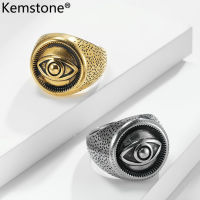 Kemstone แหวนสเตนเลสสตีลเครื่องประดับเงินชุบทองสำหรับผู้ชาย