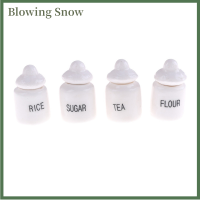 Blowing 4pcs 1/12 dollhouse Miniature CUTE White Ceramic Storage Jar ห้องครัวเข้าถึงคลาสสิกแกล้งเล่นของเล่นเฟอร์นิเจอร์สำหรับเด็ก