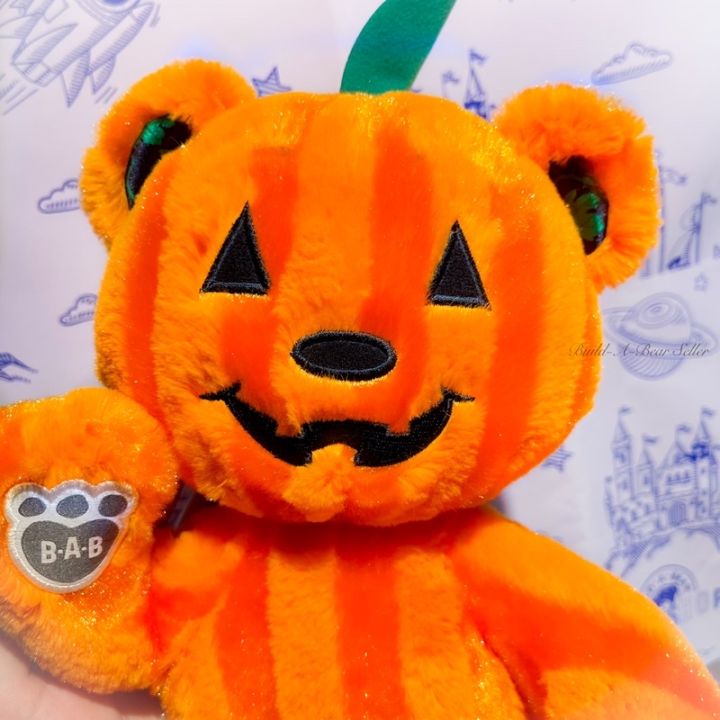 ตุ๊กตาบิ้วอะแบร์-ฟักทอง-jack-olantern-ฮาโลวีน-build-a-bear-workshop-สินค้ามือสองสภาพดีนำเข้าจากอเมริกา