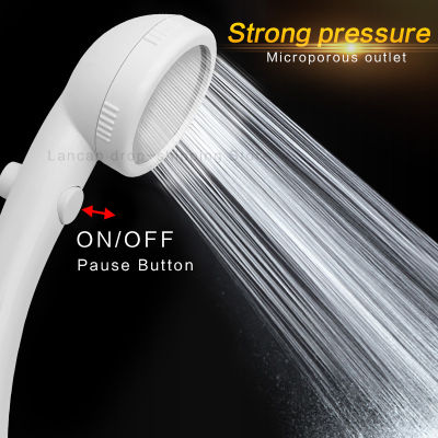 Newest white Rotating Adjustable Water Saving Shower Head 3Mode Shower Water Pressure With Water Control Button bathroom set Showerheads