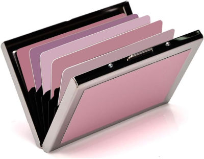 EASTNIGHTS RFID Credit Card Holder Metal Credit Card Case Wallet Business Card Holder for Women Men pink
