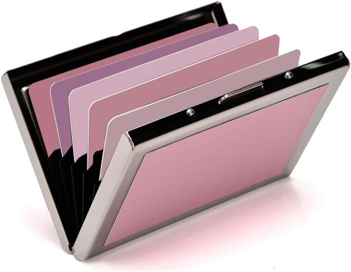 eastnights-rfid-credit-card-holder-metal-credit-card-case-wallet-business-card-holder-for-women-men-pink