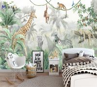 [HOT IOSWKLXWIOGH 626] Milofi Custom สีน้ำ Jungle Nursery 3d วอลล์เปเปอร์ภาพจิตรกรรมฝาผนังสำหรับห้องเด็ก3d สัตว์วอลล์เปเปอร์สติกเกอร์ Art Deco