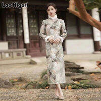 Laz Nigori Cheongsam หนากับกำมะหยี่แขนยาวสไตล์ฤดูหนาวปรับปรุง Cheongsam,High-End สไตล์ยาวปานกลางทุกวัน