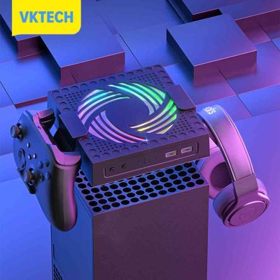 [Vktech] ปิดเสียงพัดลมทำความเย็นด้านบน9ใบภายนอกพัดลมทำความเย็นการควบคุมอุณหภูมิอัจฉริยะสำหรับ Xbox พอร์ต USB2.0คู่คอนโซลซีรีส์ X