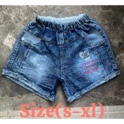 Quần Đùi Jean Thêu Hình Dễ Thương - Quần Bò Cho Bé Gái Size 22