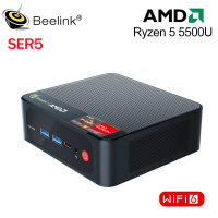 SER5 Beelink 5500U หน้าต่างพีซีขนาดเล็ก11 Pro AMD Ryzen 5 DDR4 16GB SSD 500GB รองรับ WiFi6 BT5.2 4K Dual HD 1000M เกมเดสก์ท็อปคอมพิวเตอร์สำนักงาน16G RAM 500G SSD