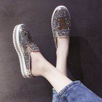 CODaith62sfe European Station Rhinestone Baotou Half Slippers Women s Autumn Fashion Outer Wear 2021 New Wild Thick-soled Lazy Shoes Without Heels-guisibp.my