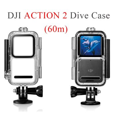 DJI Action 2เคสดำน้ำสำหรับ DJI Action 2กล้องเพื่อการกีฬา60เมตรกระเป๋ากล้องกันน้ำคลุมเคสห่อหุ้ม DJI Action 2
