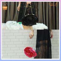 CBT รูปทรงดอกไม้ กระเป๋าสำหรับงานกลางคืน ไหล่เปิดไหล่ ผ้าไหมสีขาว กระเป๋าถือแบบถือ ของใหม่ สายรัดข้อมือ กระเป๋า Crossbody แต่งงานในงานแต่งงาน