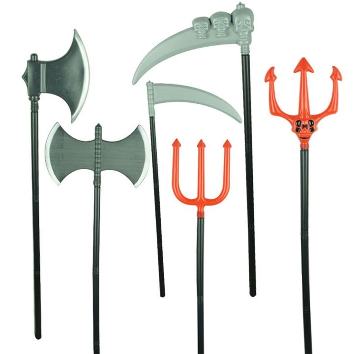 Vgxfd Novel Weird Halloween Simulation Weapon Axe Red Trigeminal Sickle Single Sided Double