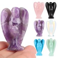Natural Crystal Guardian Angel Miniature Figurines Reiki Chakra Healing Stone Statue Carved Craft Amethyst Opal Lucky Home Decor