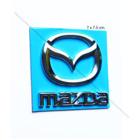 โลโก้  ตัวนูน 3D M MAZDA สีเงินโครเมี่ยม สำหรับ MAZDA ขนาด 7 x 7.5 cm.