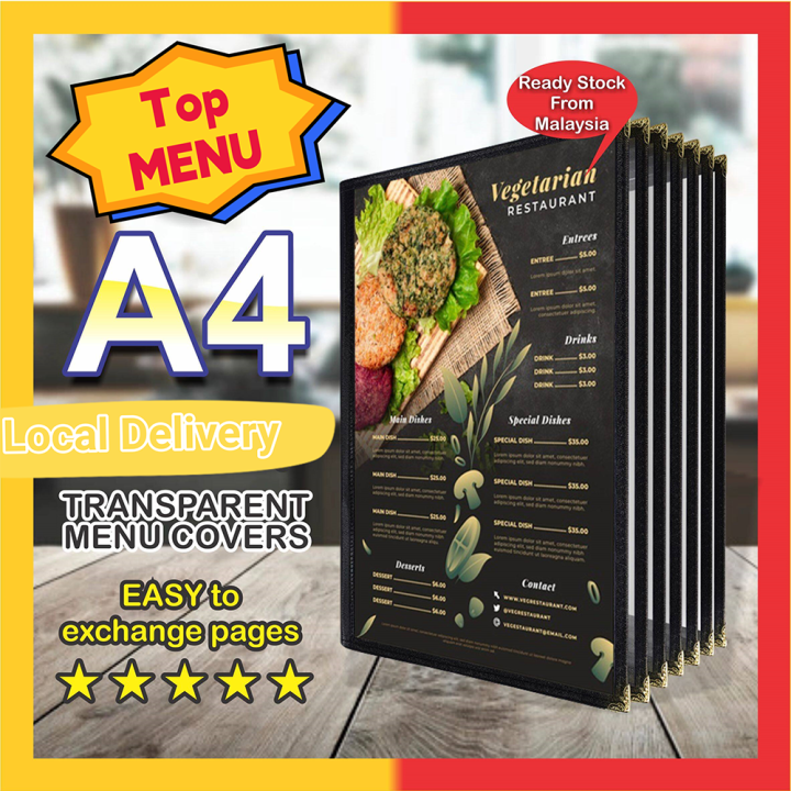 【Local Delivery】Menu Cover Cook Book Transparent Holder 1/2/3/4/6 Page