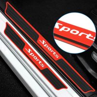 【CW】4pcs Car Door Sill Protector Strips Rubber Scratch Anti Kick Stickers Strip Sport Style Waterproof Black Car Decor Accessories