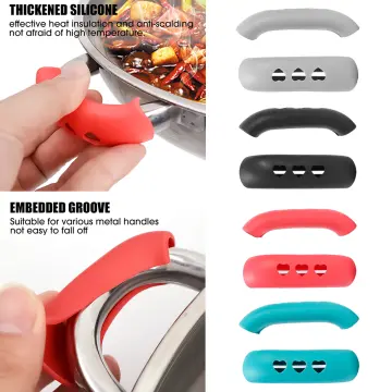 Silicone Hot Handle Holder Potholder Rubber Pot Handle Sleeve Heat Resistant for Cast Iron, Anti-scald Heat Insulated Silicone Pot Handle Cover Holder