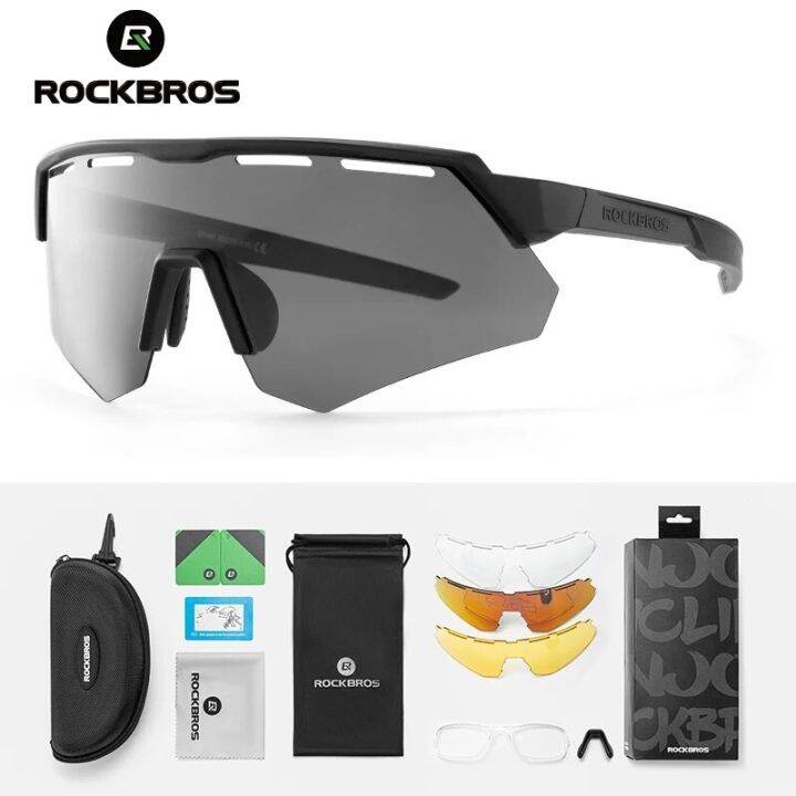 rockbros-แว่นตาจักรยานผู้หญิงผู้ชายโพลาไรซ์แว่นตานักปั่น4เลนส์-mtb-ขี่จักรยานแว่นตาถนนพร้อมกรอบแว่นตากันแดดสำหรับสายตาสั้น