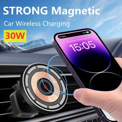 30W Magnetic Car Wireless Charger Air Vent Car Phone Holder Stand for iPhone 14 13 12 Pro Max Car Mount Fast Charging Station