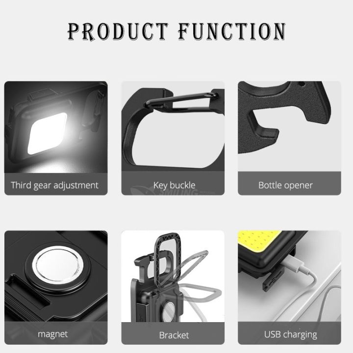 ไฟฉาย-usb-แบบพกพาแบบพกพาขนาดเล็กแบบชาร์จไฟได้ใหม่ไฟสำหรับตั้งแคมป์กลางแจ้งและที่เปิดจุกขวดสำหรับตกปลาไฟแอลอีดีสำหรับทำงาน